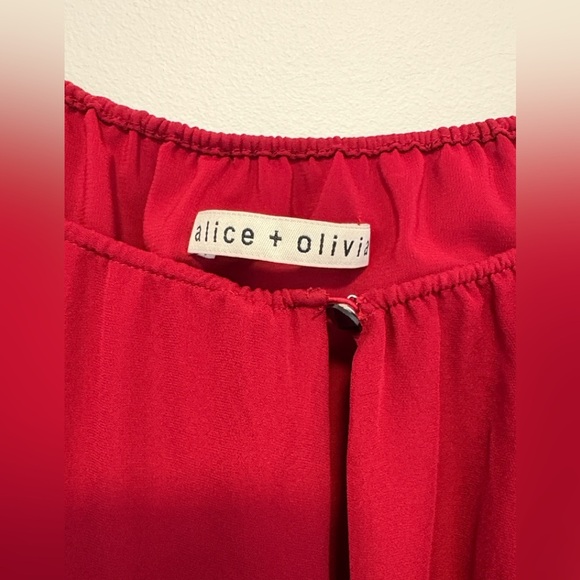 Alice + Olivia Women's Daroda Red Silk with Lace top , sz small - Picture 7 of 9